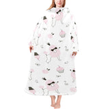 Poodle dog rose cake pattern Blanket Robe with Sleeves