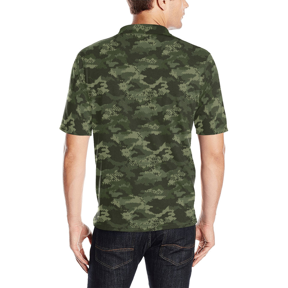Digital Green camouflage pattern Men's All Over Print Polo Shirt