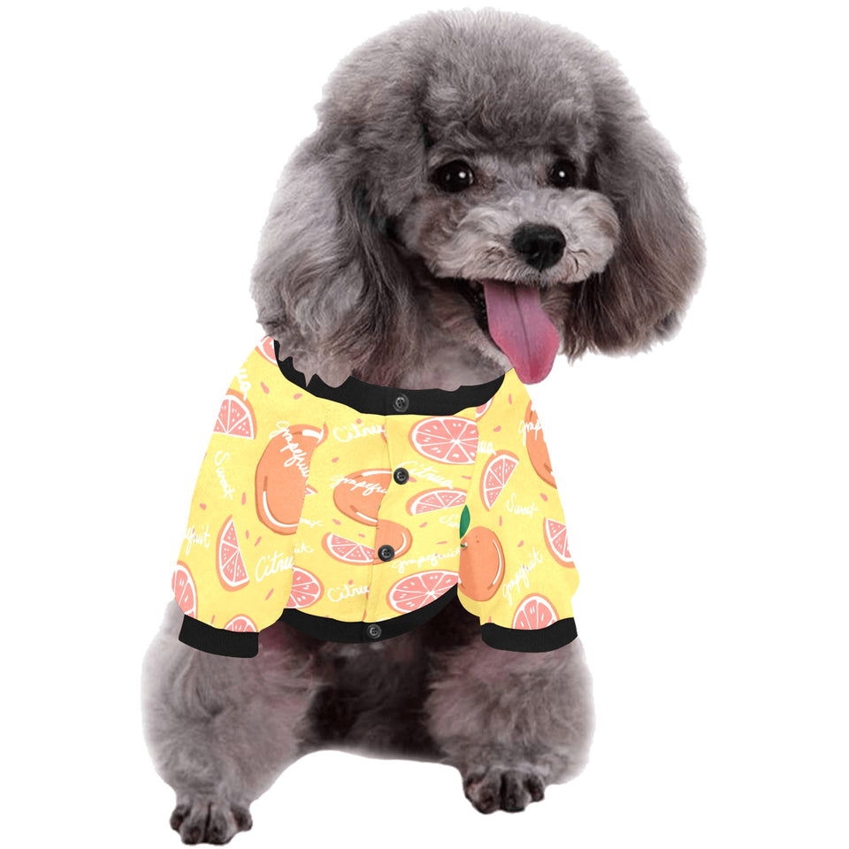Grapefruit yellow background All Over Print Pet Dog Round Neck Fuzzy Shirt