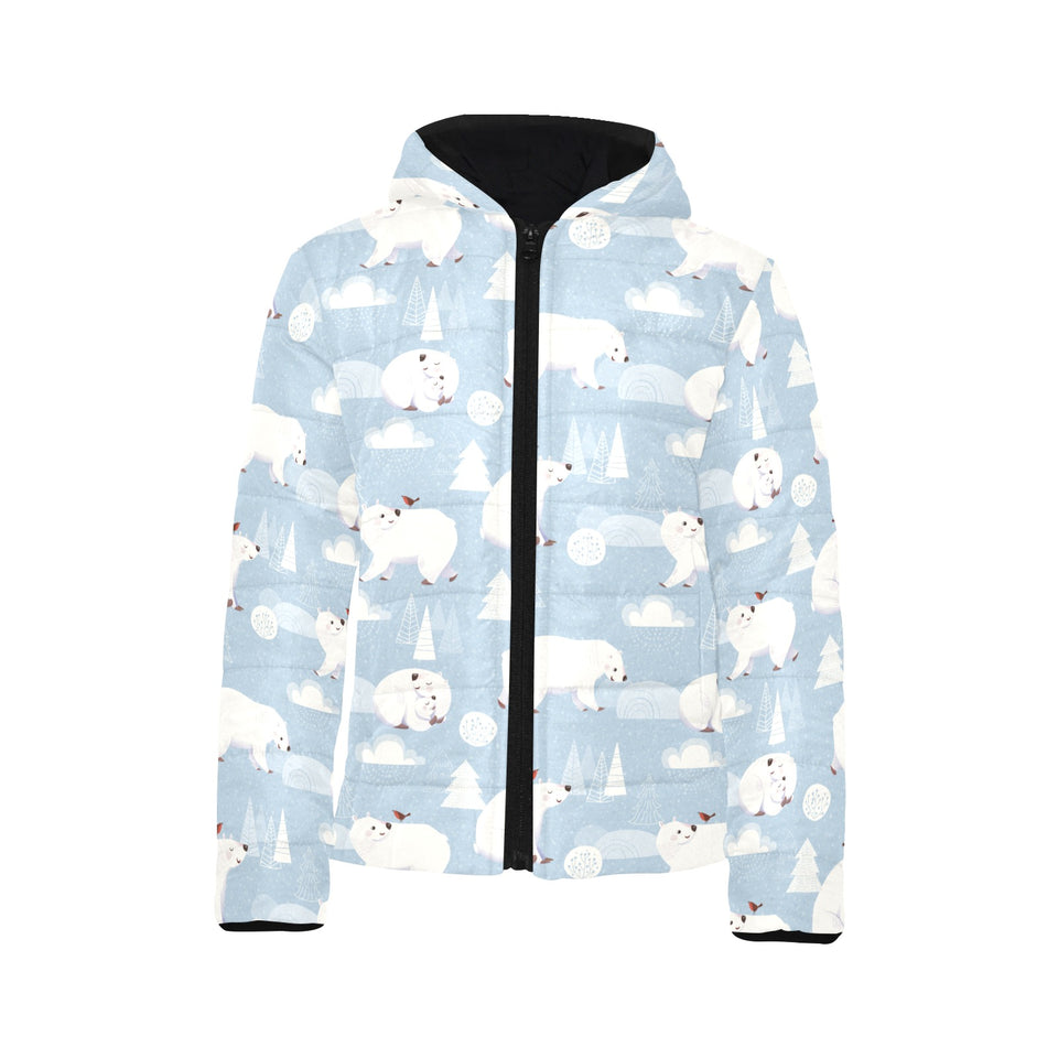 Cute polar bears Christmas decoration pattern Kids' Boys' Girls' Padded Hooded Jacket