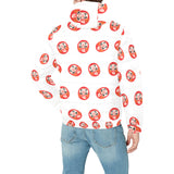 Daruma japanese wooden doll pattern Men's Padded Hooded Jacket