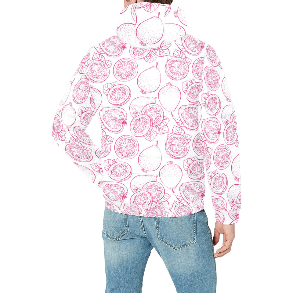 Sketch guava pattern Men's Padded Hooded Jacket