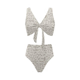 Chemistry Periodic Table Pattern Print Design 04 Chest Bowknot High Waisted Bikini Swimsuit