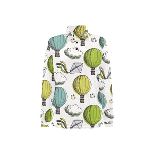 Hot Air Balloon Bird Cloud Pattern Women's Long Sleeve Polo Shirt