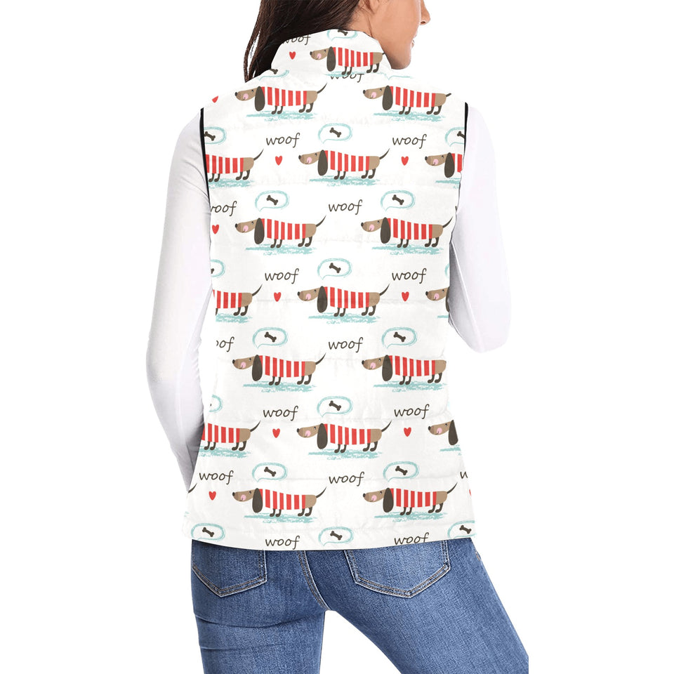 Cute dachshund bone pattern Women's Padded Vest