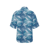 Shark hand drawn Women's All Over Print Hawaiian Shirt
