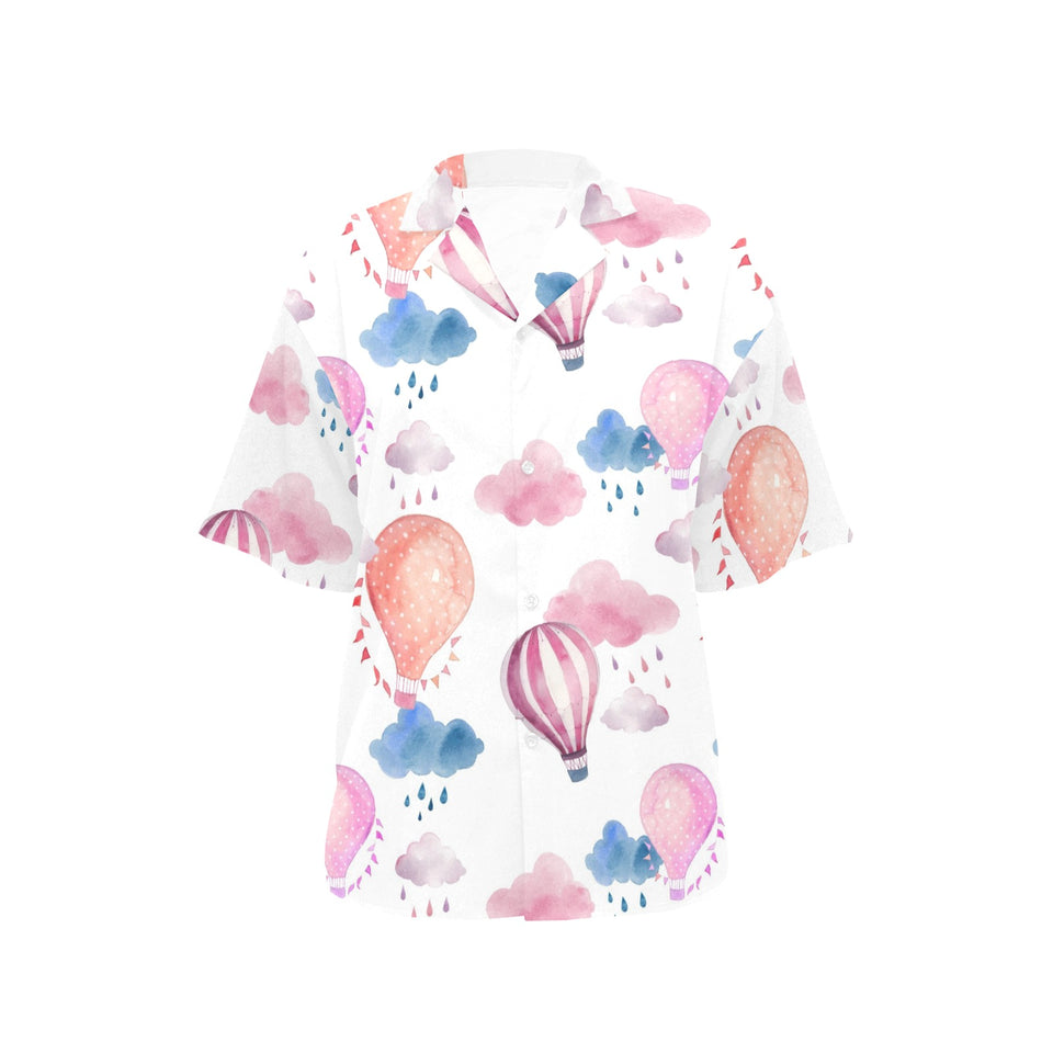 Watercolor air balloon cloud pattern Women's All Over Print Hawaiian Shirt