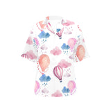 Watercolor air balloon cloud pattern Women's All Over Print Hawaiian Shirt