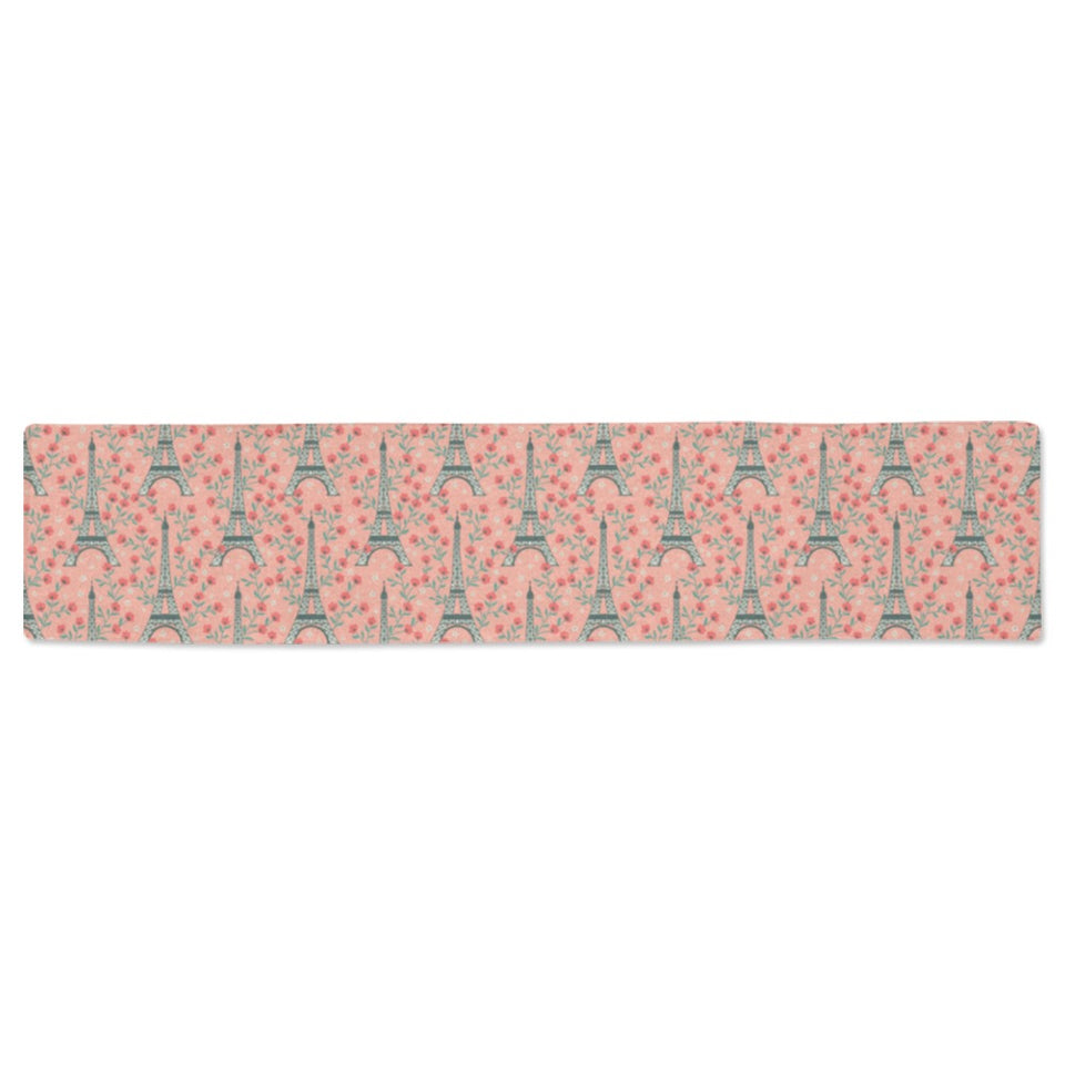 Eiffel Tower Flower Pattern Design 03 Table Runner