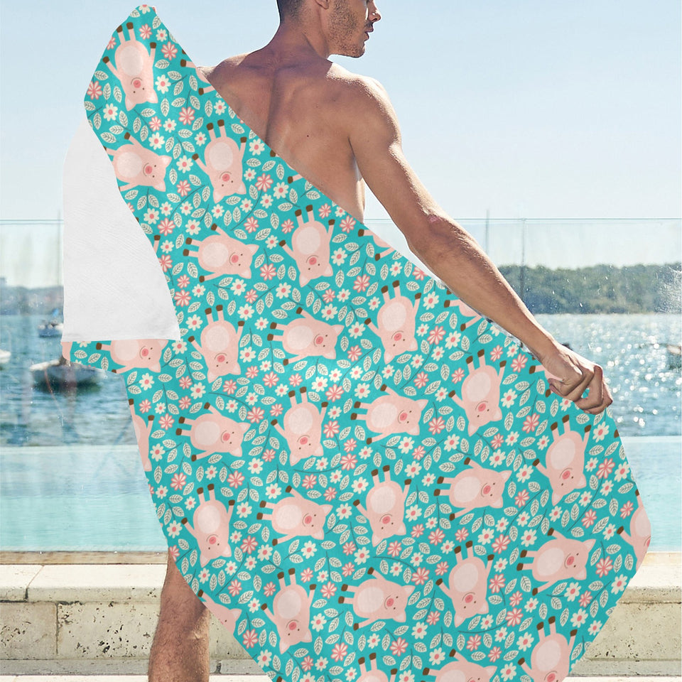 Pig Pattern Print Design 01 Beach Towel