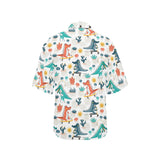 Cute Crocodile Pattern Women's All Over Print Hawaiian Shirt