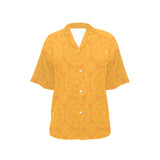 Orange traditional indian element pattern Women's All Over Print Hawaiian Shirt