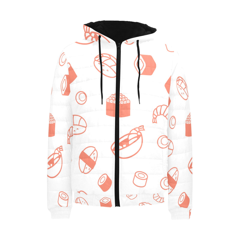 Sushi pattern Men's Padded Hooded Jacket