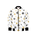 hand drawn gold black star pattern Kids' Boys' Girls' Bomber Jacket