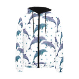 Dolphins pattern dotted background Men's Padded Hooded Jacket