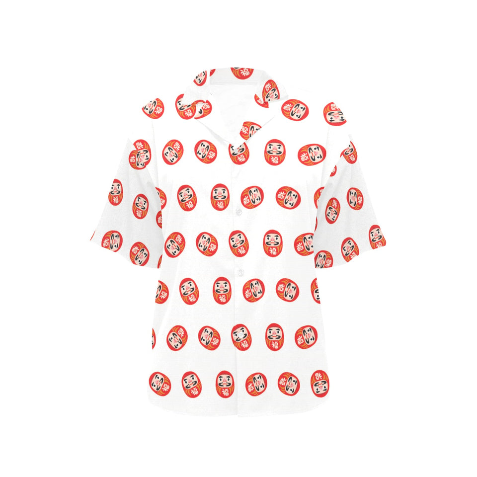 Daruma japanese wooden doll pattern Women's All Over Print Hawaiian Shirt