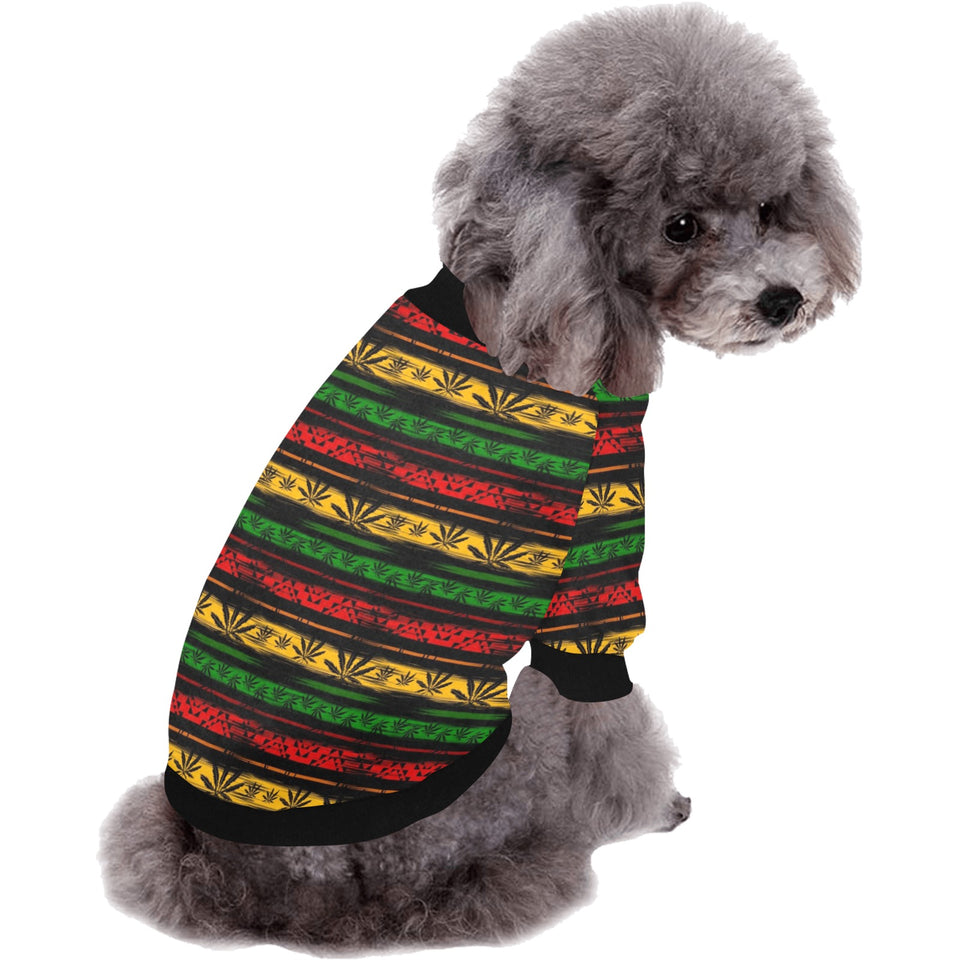 Canabis Marijuana Weed Pattern Print Design 04 All Over Print Pet Dog Round Neck Fuzzy Shirt