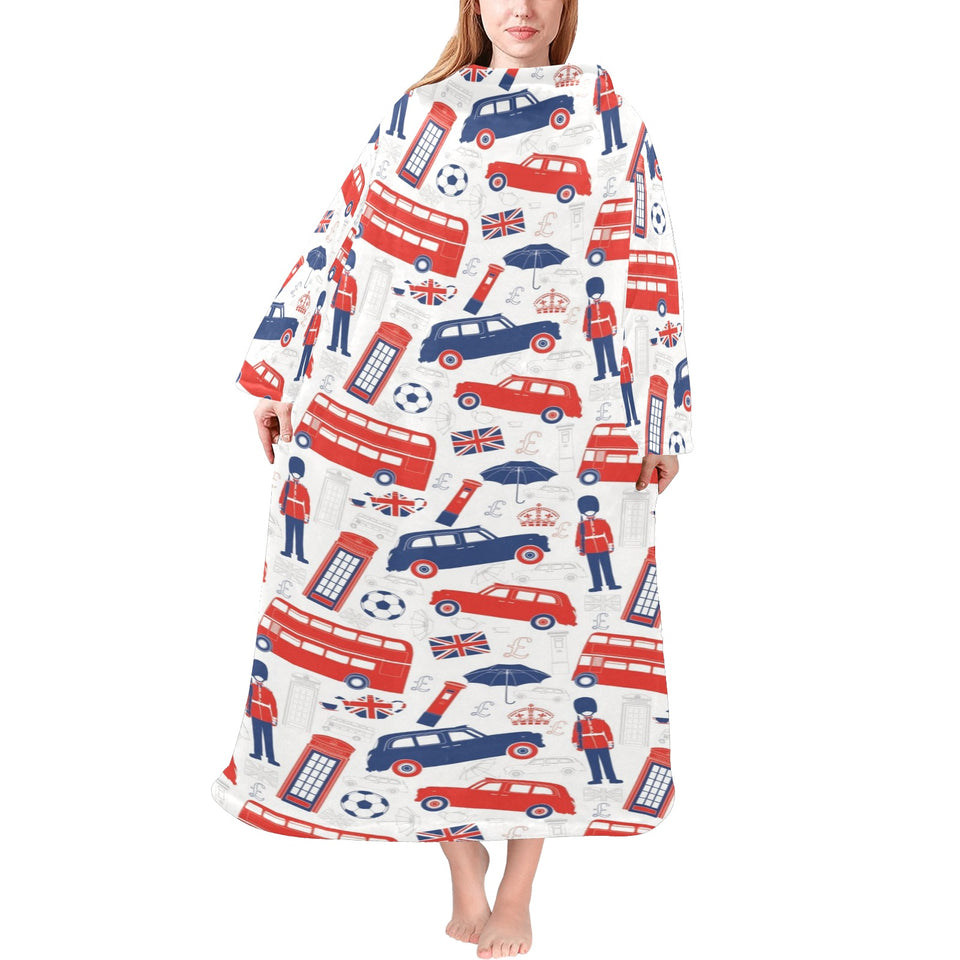 British Pattern Print Design 03 Blanket Robe with Sleeves