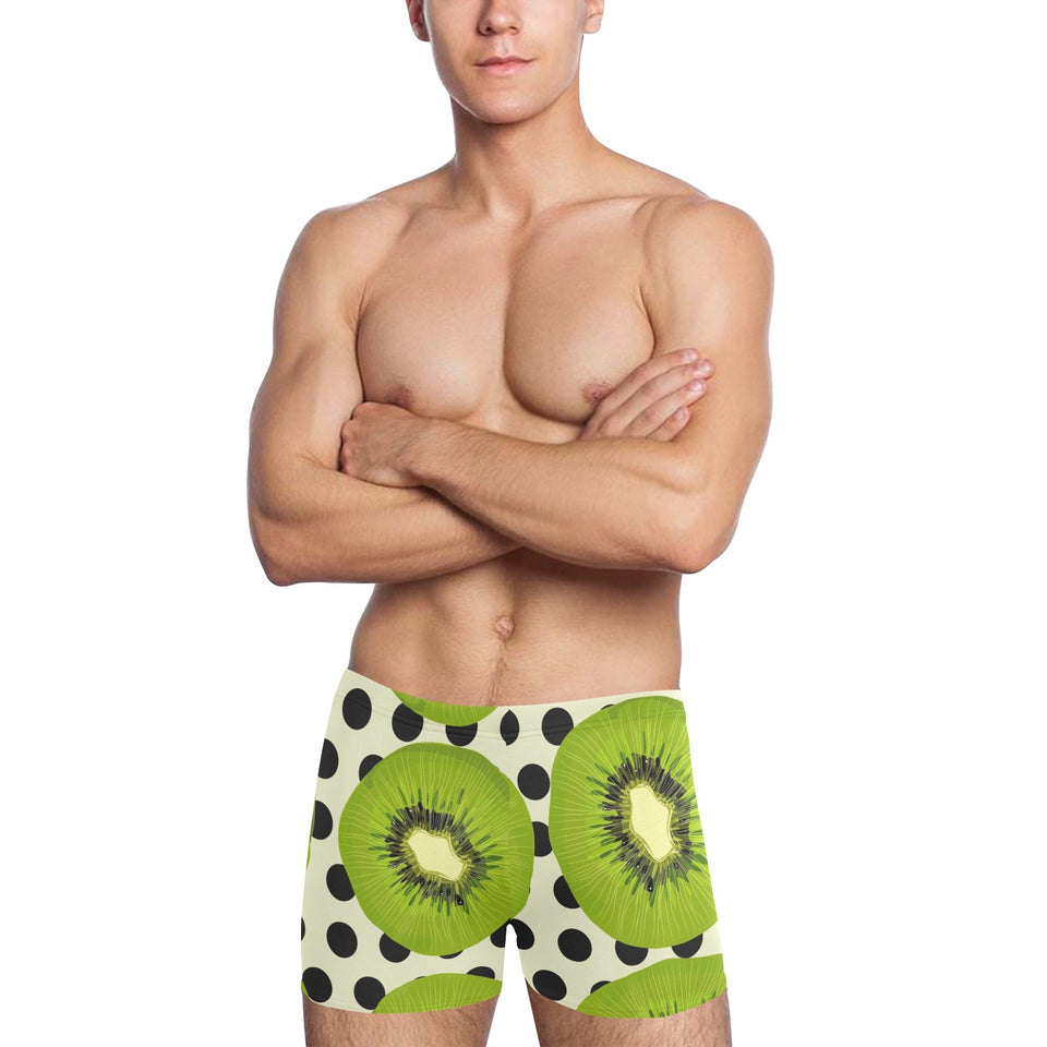kiwi black dot background Men's Swimming Trunks