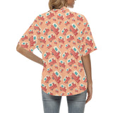 Camper Van Pattern Print Design 03 Women's All Over Print Hawaiian Shirt