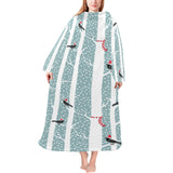Crows christmas hat scarf Blanket Robe with Sleeves