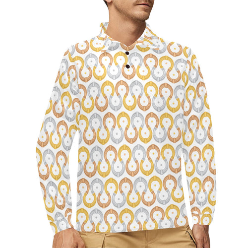 Horseshoes Pattern Print Design 03 Men's Long Sleeve Polo Shirt