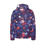 Red blue star pattern Kids' Boys' Girls' Padded Hooded Jacket