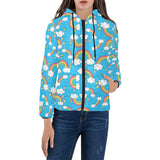 Rainbows Sky Clouds Pattern Women's Padded Hooded Jacket
