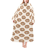 Lion Pattern Print Design 01 Blanket Robe with Sleeves