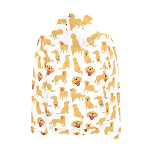 Golden Retriever Pattern Print Design 05 Men's Padded Hooded Jacket