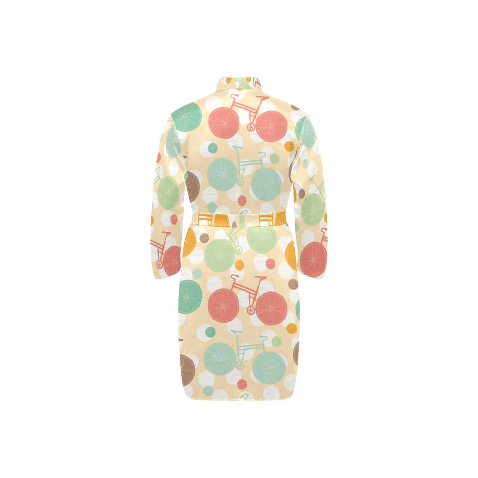 Bicycle Pattern Print Design 01 Men's Long Sleeve Belted Night Robe