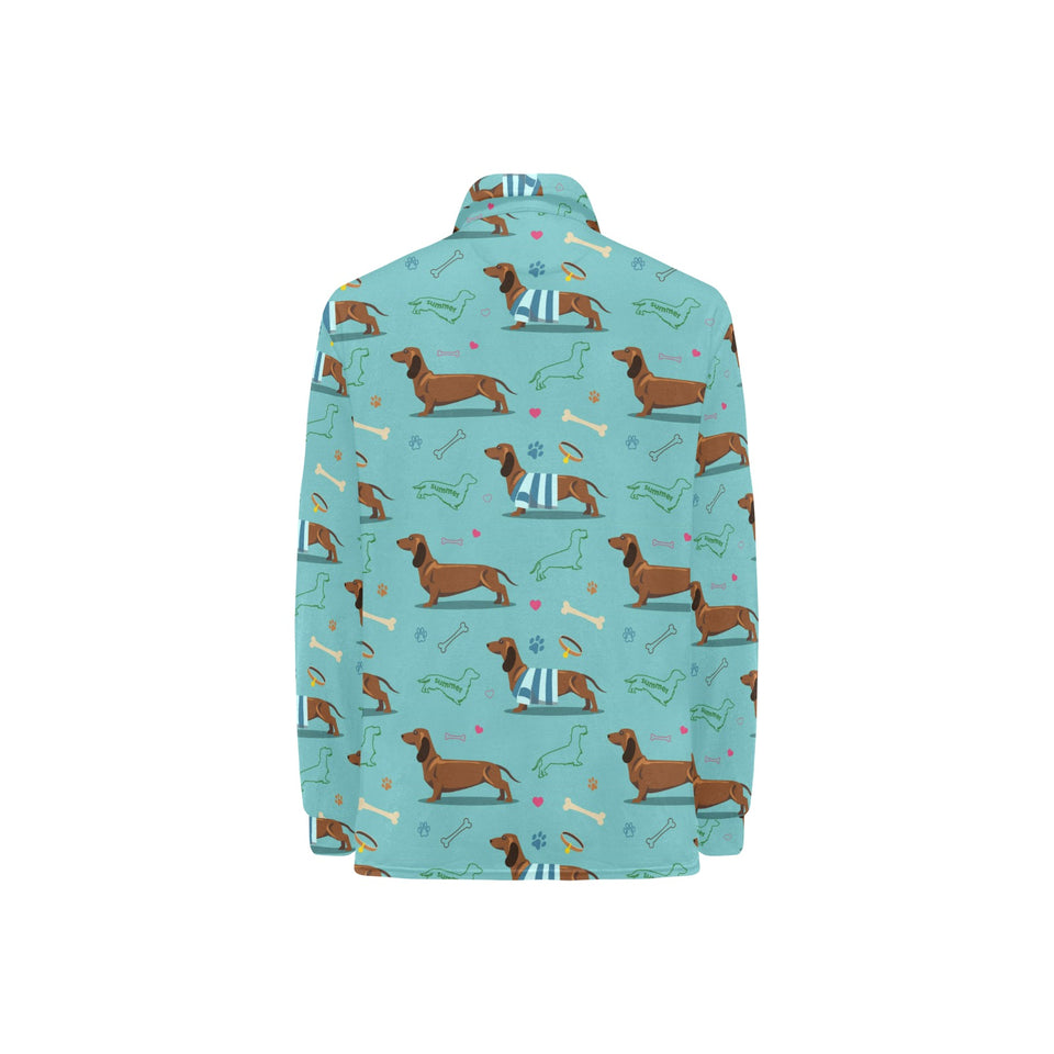 Dachshund decorative background Women's Long Sleeve Polo Shirt