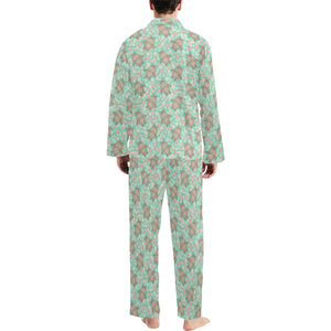 Hippopotamus Pattern Print Design 02 Men's Long Pajama Set