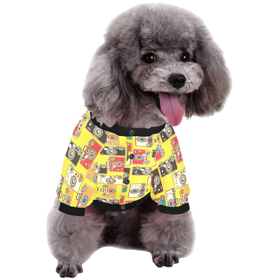 Camera Pattern Print Design 02 All Over Print Pet Dog Round Neck Fuzzy Shirt