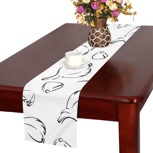 Garlic pattern black white Table Runner