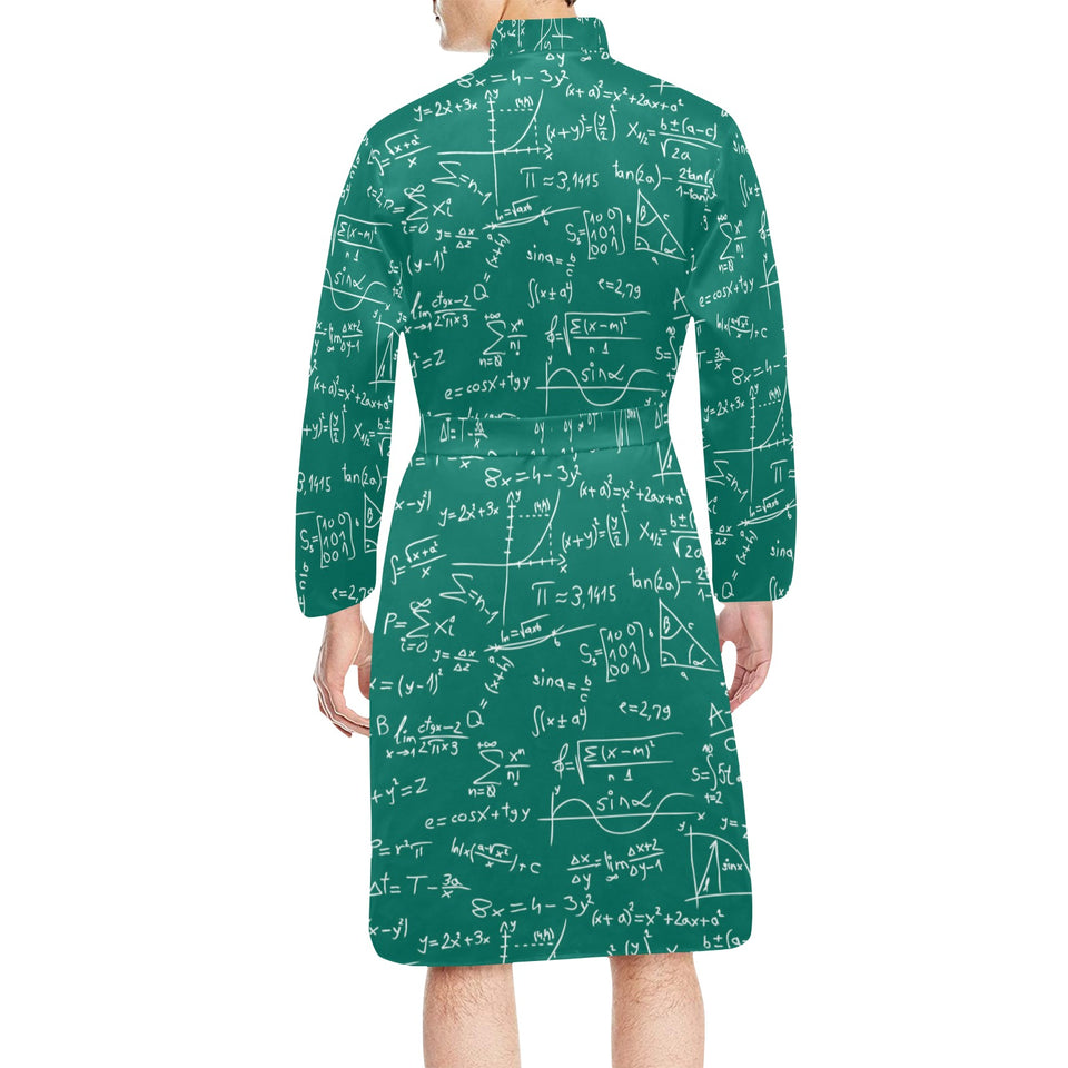 Math Pattern Print Design 01 Men's Long Sleeve Belted Night Robe