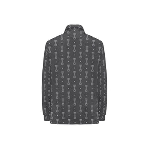 Engine Piston Black Background Pattern Design 02 Women's Long Sleeve Polo Shirt