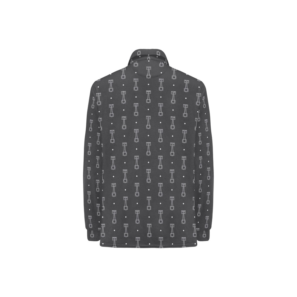 Engine Piston Black Background Pattern Design 02 Women's Long Sleeve Polo Shirt