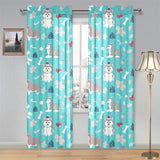 Christmas cute siberian husky puppie pattern Gauze Curtain