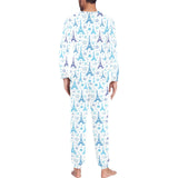 Blue Eiffel Tower Theme Pattern Print Design 01 Men's All Over Print Pajama