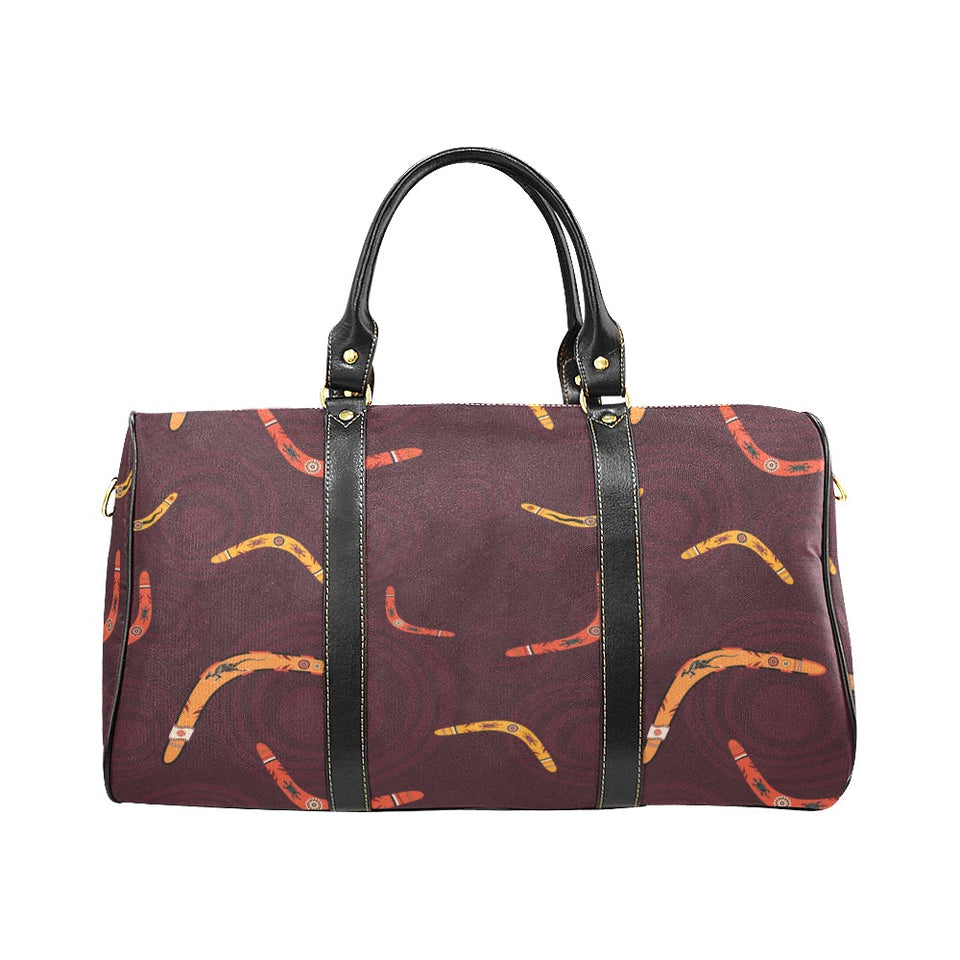 Boomerang Australian aboriginal ornament circle bl Travel Bag