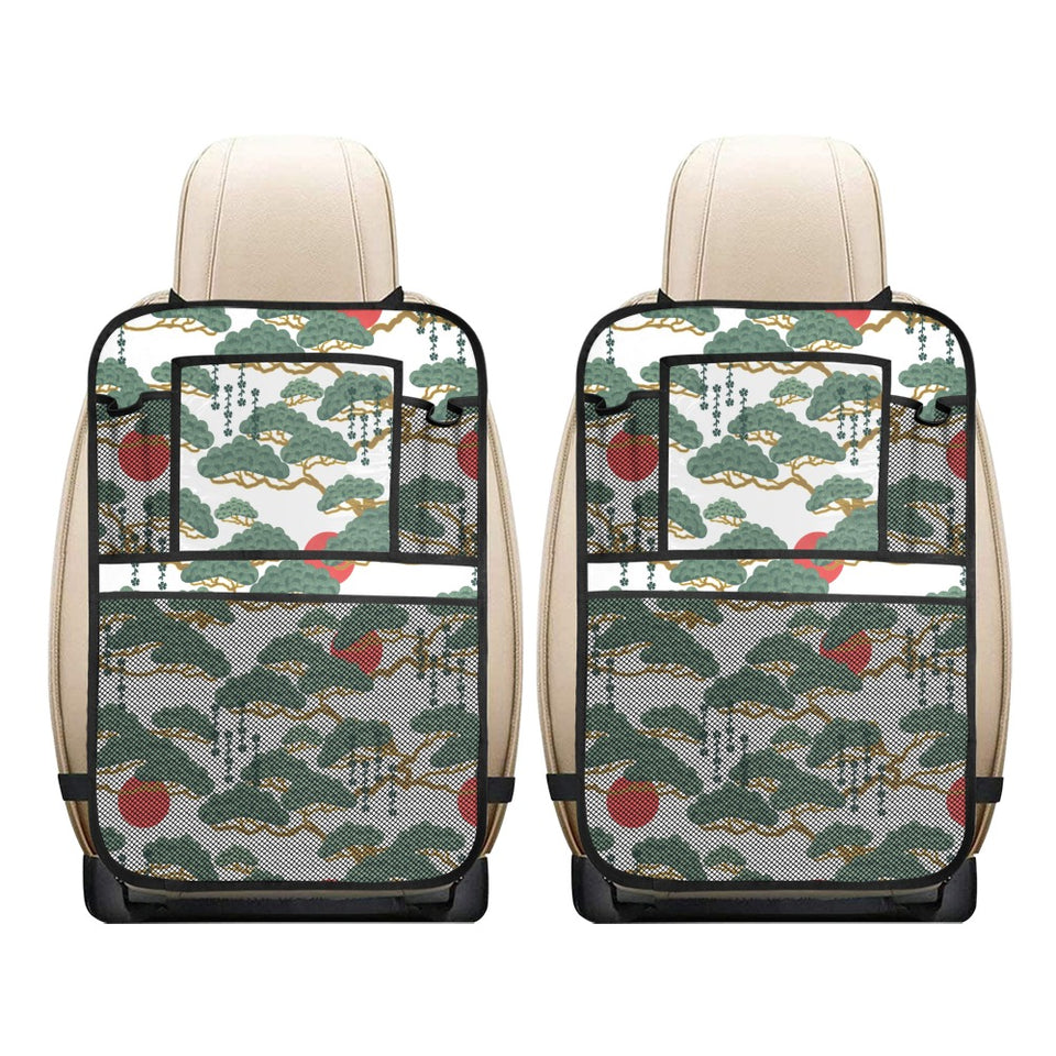 Bonsai red sun japanese pattern Car Seat Back Organizer