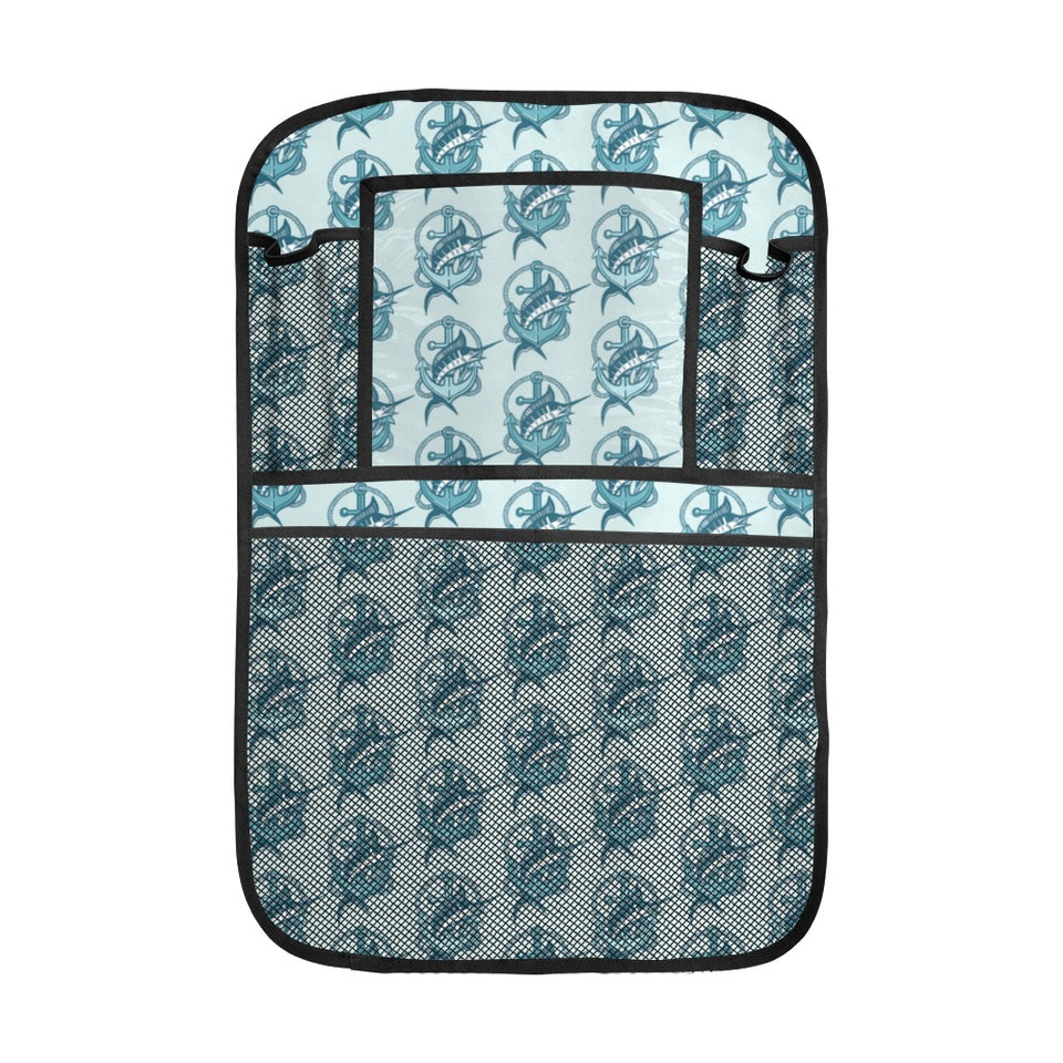 Swordfish Pattern Print Design 05 Car Seat Back Organizer