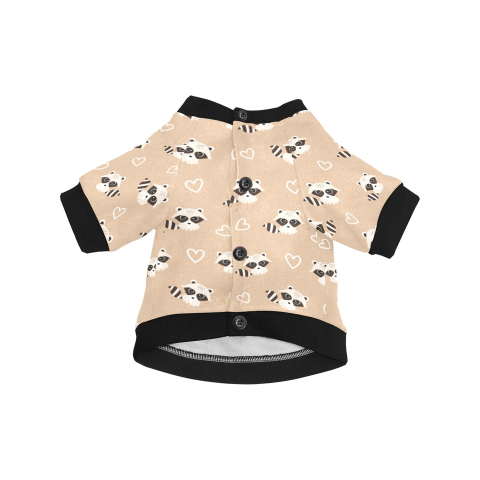 Cute raccoon heart pattern All Over Print Pet Dog Round Neck Fuzzy Shirt