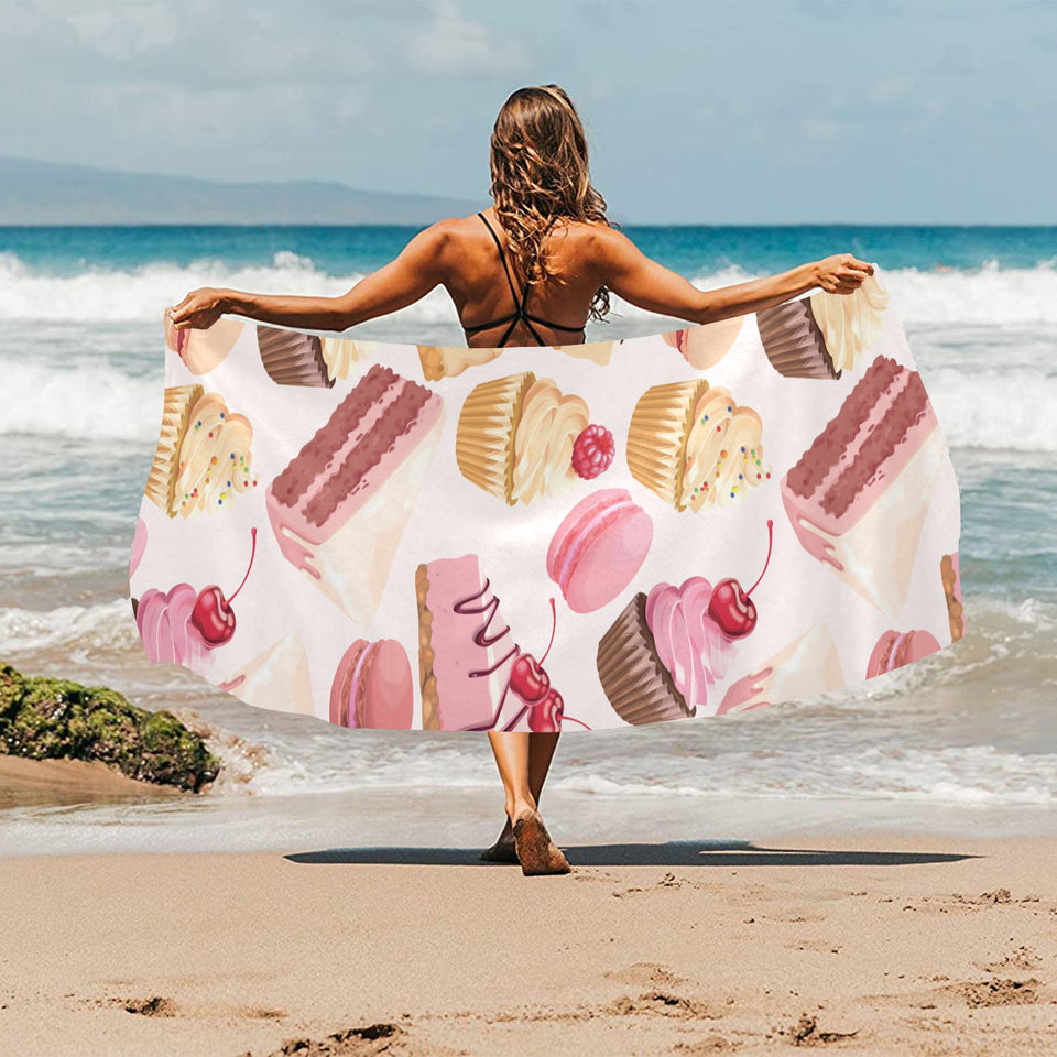Cake cupcake sweets pattern Beach Towel