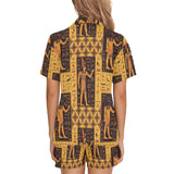 Egypt Hieroglyphics Pattern Print Design 05 Women's V-Neck Short Pajama Set