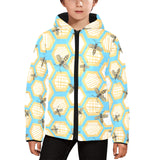 Bee honeycomb pattern Kids' Boys' Girls' Padded Hooded Jacket