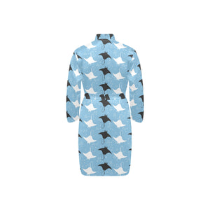 Stingray Pattern Print Design 03 Men's Long Sleeve Belted Night Robe