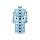 Stingray Pattern Print Design 03 Men's Long Sleeve Belted Night Robe