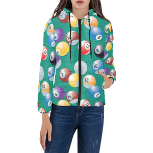 Billiard Ball Pattern Print Design 01 Women's Padded Hooded Jacket